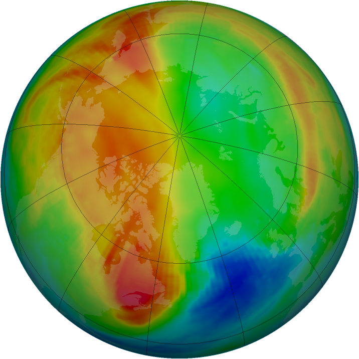 Arctic ozone map for 15 January 1986